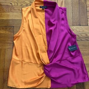INC International Concepts Orange and Purple Sleeveless Blouse